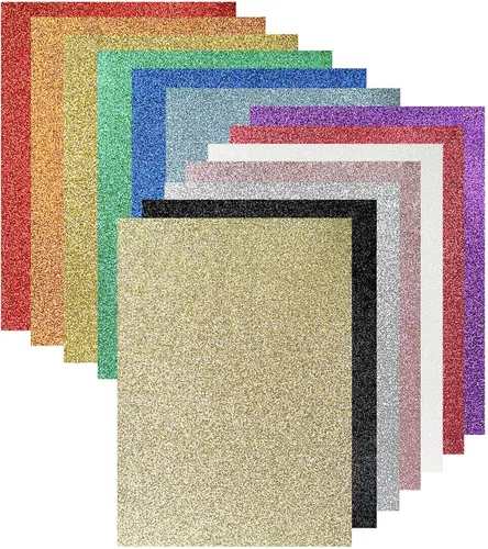 Sukh 20 piezas de papel de cartulina con purpurina, papel de cartulina con purpurina A4, grueso, para manualidades, Halloween, Navidad, San