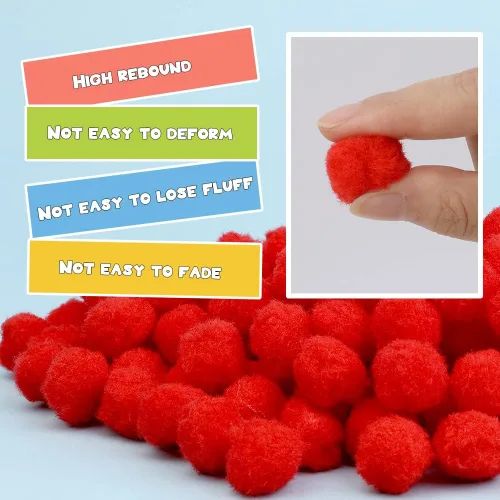 Miniatura 2 de MORFEN 150 piezas de pompones, pompones rojos de 1 pulgada para manualidades, pompones esponjosos y bolas de pompón pequeñas para proyectos