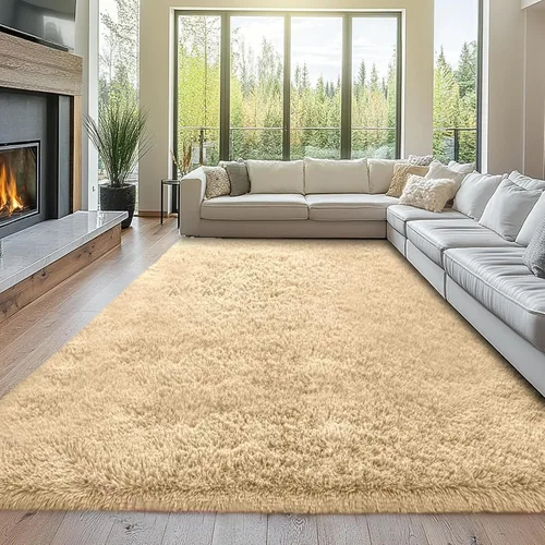 Miniatura 8 de Topmaxcs Alfombra de Área de Pelo Largo Negro para Dormitorio: 8x10 Alfombras de Área de Pelo Largo Esponjosas para Sala de Estar- Alfombras