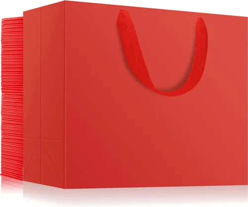 Miniatura 16 de EUSOAR Bolsas de regalo grandes negras, paquete de 12 bolsas de papel de compras de 16 x 6 x 12 pulgadas con asas, bolsa de mercancía de papel kraft