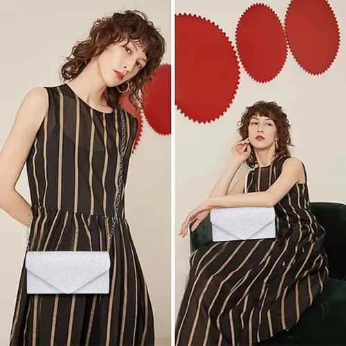 Miniatura 2 de Larcenciel Bolsos de mano para mujer, con lentejuelas brillantes, bolsa de noche con cadena, elegante vestido de fiesta de graduación, bolso de novia