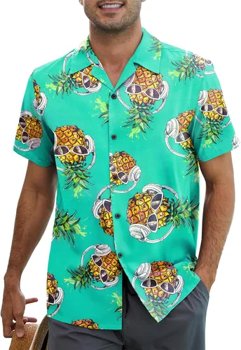 Miniatura 31 de Camisa hawaiana para hombre, con estampado floral, cómoda, con botones, casual, manga corta, ropa de playa para hombre