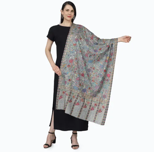 Miniatura 2 de PASHWRAP Kalamkari Wrap pintado a mano en Cachemira, chal grande de lujo para mujer