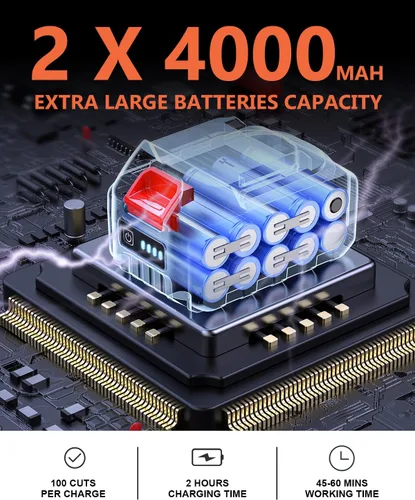 Miniatura 4 de Motosierra inalámbrica de 12 pulgadas sin escobillas para baterías de 20V de 2 × 4.0Ah, motosierra eléctrica de 1100W, ideal para cortar madera