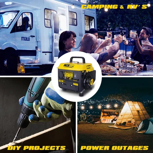 Miniatura 7 de Aceup Energy - Generador a gasolina de 1000 W, pequeño, portátil, para campamento, ultraligero, cumple con las normativas de la EPA y la CARB