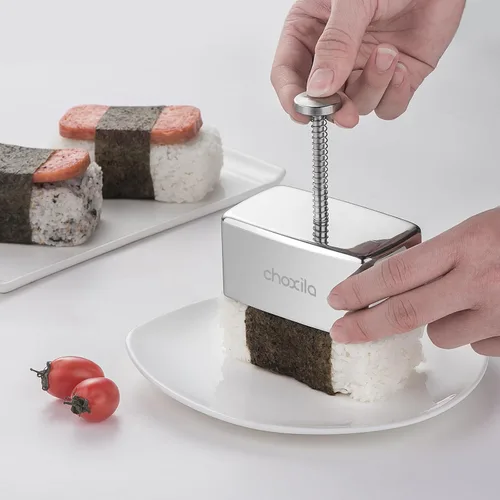Miniatura 2 de choxila Molde Musubi de acero inoxidable, antiadherente para spam, molde de Musubi para hacer Musubi, kit de prensa onigiri para niños, Bento