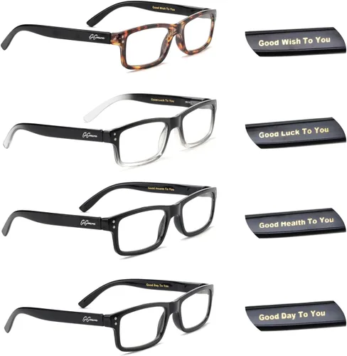 Miniatura 8 de Paquete de 5 lentes de lectura con bloqueo de luz azul para mujeres y hombres, lentes de computadora antirrayos azules con radiación deslumbrante, A