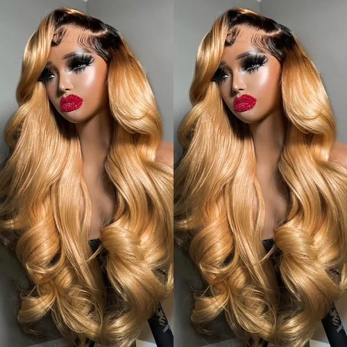 Miniatura 22 de BAIICS Pelucas de cabello humano rubio miel con encaje frontal transparente HD de 13 x 6 pulgadas, peluca frontal de encaje transparente HD 12A