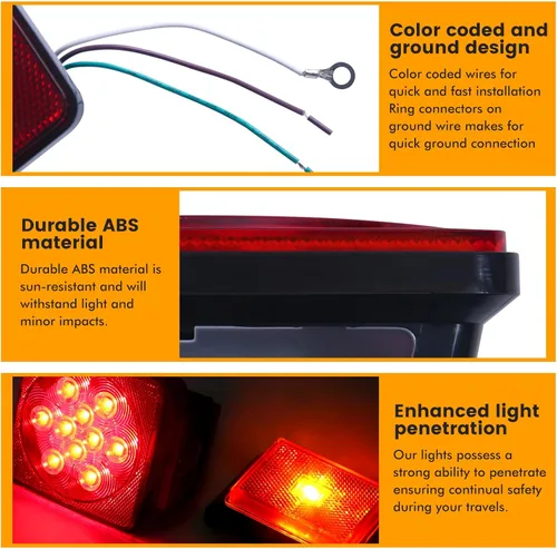 Miniatura 7 de MAXXHAUL 70205 Kit de luces para remolque, 12 V, todo LED, sumergible a la izquierda y derecha impermeable para remolques, lancha, remolque, camión