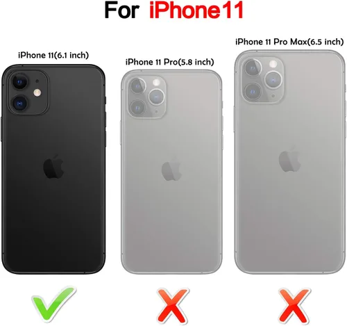 Miniatura 2 de HianDier Funda tipo cartera para iPhone 11 de 6.1 pulgadas, funda protectora delgada con ranura para tarjeta de crédito, funda con cierre magnético