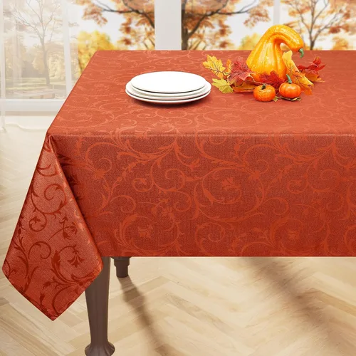 Miniatura 10 de misaya Mantel rectangular de Acción de Gracias, mantel de otoño jacquard impermeable, mantel de tela de damasco para decoración de cosecha