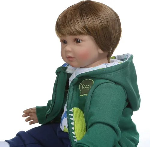 Miniatura 5 de iCradle Muñecas de niño de 24 pulgadas Reborn de aspecto realista de silicona suave con peso de tela suave, cuerpo de bebé recién nacido con ropa