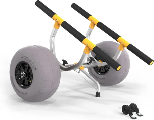 Bonnlo Carrito de playa para kayak, ancho ajustable de 6.3 a 18.7 pulgadas, carrito universal de canoa resistente con ruedas de playa de globo de 12