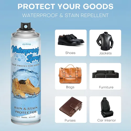 Miniatura 7 de etching Paquete de 2 protectores de zapatos, spray protector de gamuza, protección impermeable para zapatos, botas, bolsos, bolsos, gamuza, cuero