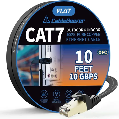 Miniatura 20 de Cable blindado Cat 7 para conexión de Ethernet (cable de la más alta velocidad), plano, tiene un conector RJ45 a prueba de enganche, para módem