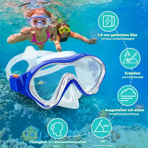 Miniatura 2 de Equipo de esnórquel para niños con silicona plegable de esnórquel seco, juego de esnórquel para niños, antifugas, paquete de esnórquel juvenil