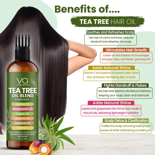 Miniatura 5 de VITAL AFFAIR Aceite de Árbol de Té Para el Cabello Con Jojoba, Ricino, Aceite de Batana - Tratamiento de Árbol de Té Para el Cabello y Cuero