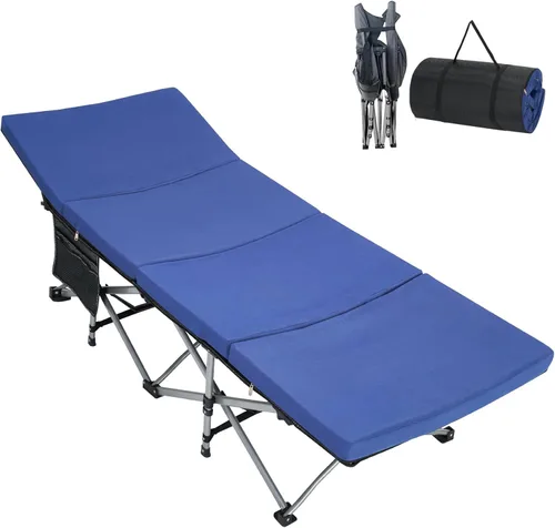 Miniatura 25 de DoCred Catre plegable XXL de gran tamaño con colchón, catre de dormir resistente, cama portátil para adultos al aire libre con bolsa de transporte