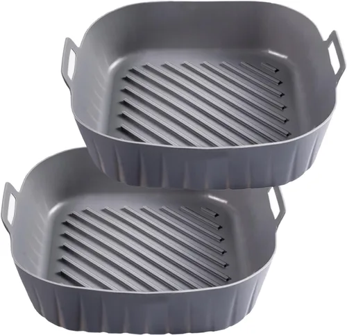 Golden Associate Forros cuadrados de silicona para freidora de aire de 8 a 8.5 pulgadas, 2 unidades, antiadherentes, de grado alimenticio,