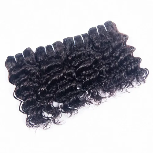 Miniatura 8 de Extensiones de cabello humano brasileño ondas profundas 4 paquetes 50 g 20 cm 10A rizado corto y esponjoso, onda profunda cosida en remmy, cabello