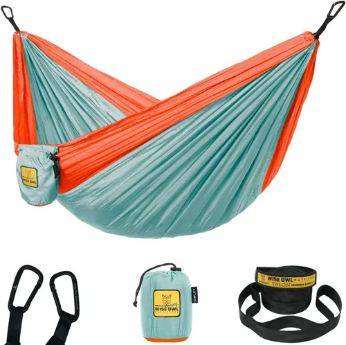 Wise Owl Outfitters Hamaca de camping – Hamaca portátil de 500 libras con correas de árbol – viajes, mochileros, senderismo, equipo de campamento al