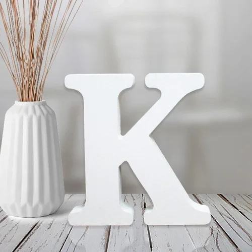 Miniatura 14 de AOCEAN Letras de madera blanca de 4 pulgadas sin terminar para decoración de pared, letras decorativas de pie en rodajas, decoración de tablero