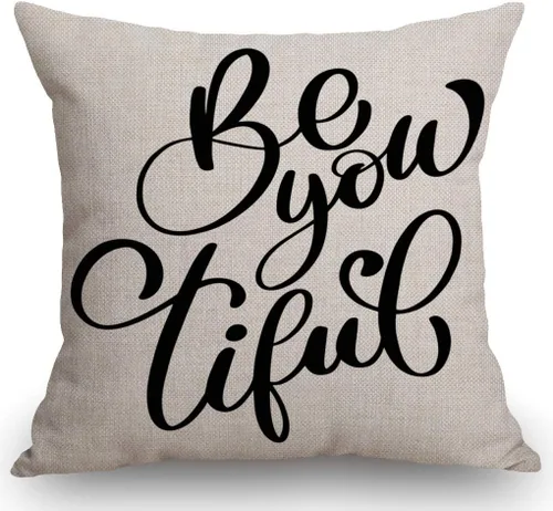 SSOIU Fundas de almohada de granja con cita Be You Tiful de 18 x 18 pulgadas para decoración de granja, regalos de inauguración de la casa para el