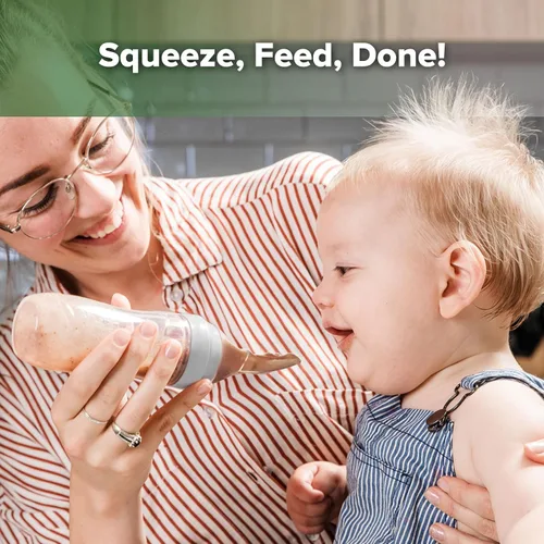 Miniatura 2 de Haakaa Comedero de silicona para bebés de 4 onzas, alimentador de cereales para bebés, alimentador de alimentos frescos para bebés, botella de Gris