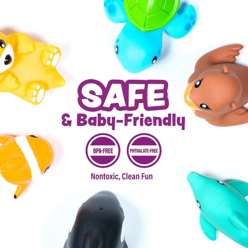 Miniatura 7 de Tub Works® Juguetes de baño Marine™ sin moho, paquete de 6 Diseño de juguetes de baño sellados y sin agujeros que mantiene la humedad fuera