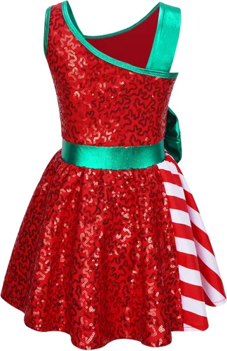 Miniatura 2 de Moily Kids Girls Christmas Dance Costume Sequins Figure Skating Dress Tutu Ballet Leotard Holiday Party Fancy Dress