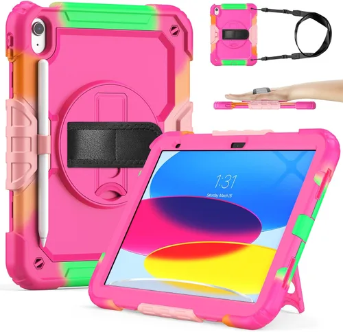 Sibeitu Funda para iPad de 11ª (A16) 2025 y 10ª generación para niñas y mujeres, color rosa preppy de 10.9 pulgadas 2022, funda resistente para iPad