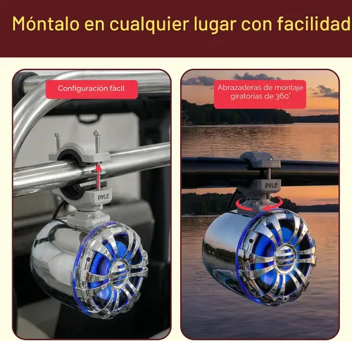 Miniatura 8 de Pyle Altavoces marinos – Torre de wakeboard con clasificación IP44 impermeable de 5.25 pulgadas y sistema de sonido estéreo de audio para exteriores