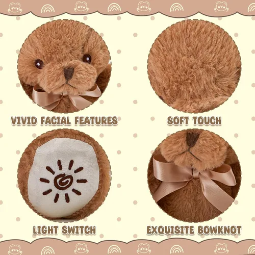 Miniatura 5 de BSTAOFY Oso de peluche con luz marrón, oso de peluche brillante, juguete de peluche suave para niñas y niños, regalos de cumpleaños, 8 pulgadas