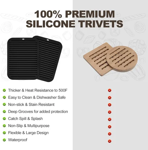Miniatura 5 de Joyhalo Paquete de 4 salvamanteles de silicona para ollas y sartenes calientes, salvamanteles resistentes al calor de 480 ℉ para platos calientes