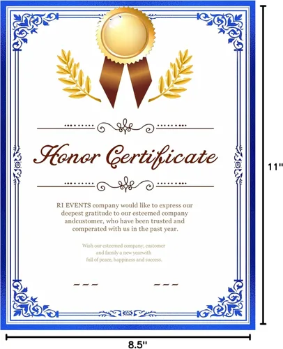 Miniatura 9 de Papel de certificado profesional de 8.5 x 11 pulgadas para impresión, papel de diploma, papel de certificados de premio, 80 libras, 15 unidades, Azul