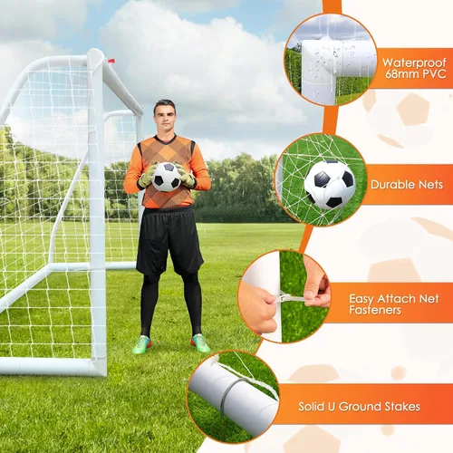 Miniatura 4 de ORIENGEAR Soccer Goal, 12x6/10x6.5/8x6/6x4 Full Size Soccer Goals for Backyard, Soccer Net with Training Discs, Portable Soccer Goal for Kids and