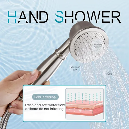 Miniatura 5 de gotonovo Grifo de bañera Clawfoot de montaje en pared con rociador de mano y boquilla giratoria de doble mango cruzado de 360°, juego de grifos