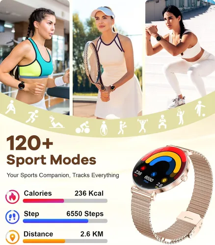 Miniatura 5 de Relojes inteligentes para mujer con llamadas/respuesta: reloj inteligente AMOLED de 1.43 pulgadas con pantalla táctil para teléfono Android