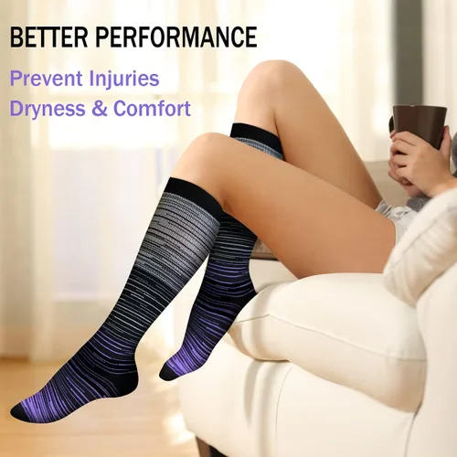 Miniatura 42 de SunFeeling - Calcetines de compresión para mujeres y hombres, 6 pares, brinda soporte a enfermeras, al correr, practicar atletismo y deportes