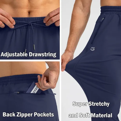 Miniatura 5 de G Gradual Pantalones deportivos para hombre con bolsillos con cremallera, pantalones deportivos cónicos para entrenamiento, correr, correr