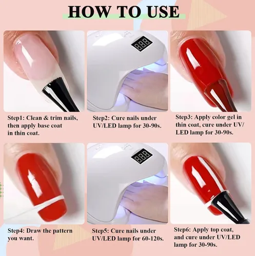 Miniatura 5 de Vnicesli Esmalte de gel blanco para arte de uñas, pintura de gel para uñas en espiral, pincel fino para arte de uñas en bolígrafos de gel, pintura