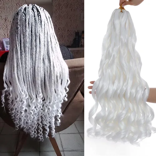 Miniatura 39 de Cabello Rizado Francés para Trenzar de 18 Pulgadas, 8 Paquetes Color Borgoña - Cabello para Trenzar Pre-Estirado con Rebote - Extensiones de Cabello