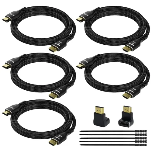 Miniatura 9 de Cable HDMI 4K de 2 pies (paquete de 3), cable HDMI 2.0 Ultra HD, conectores trenzados de nailon y chapados en oro, 4K @ 60Hz, 2K, 1080P, HDCP 2.2