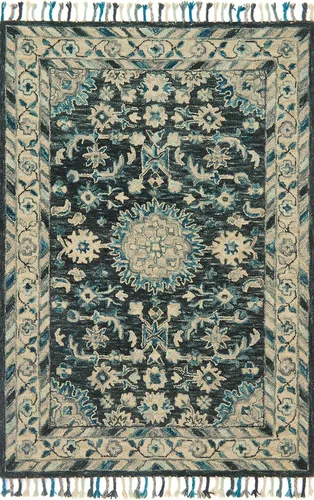Miniatura 13 de Loloi Zharah Collection ZR-03 Rose/Denim, alfombra de pasillo de transición, 2'-6" x 7'-6" Rosa; azul oscuro