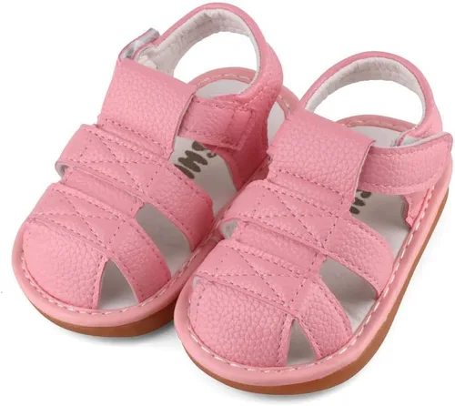 Miniatura 5 de Sandalias chirriantes de verano para niños y niñas, puntera cerrada, antideslizantes, suela de goma premium, zapatos para primeros pasos