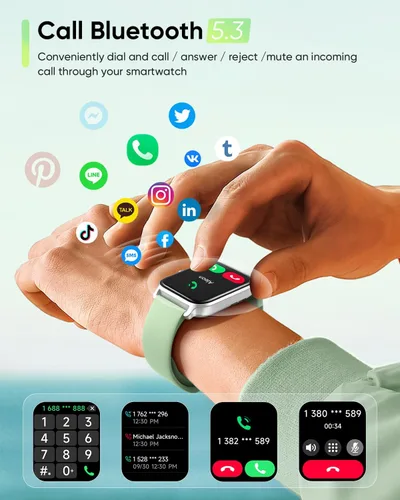 Miniatura 5 de Fitpolo Reloj inteligente para hombres y mujeres Android, Alexa incorporado [pantalla HD de 1.8 pulgadas] IP68 impermeable reloj de fitness Verde
