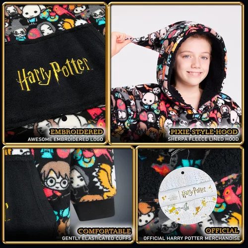 Miniatura 6 de Regalos de Harry Potter para niños, adolescentes, niñas, niños y varones, manta con capucha de mago, manta con capucha de forro polar de gran