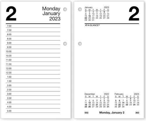 AT-A-GLANCE Recambio de calendario de escritorio diario 2023, 3-1/2 x 6 pulgadas, hojas sueltas, pestañas mensuales (E717T50)