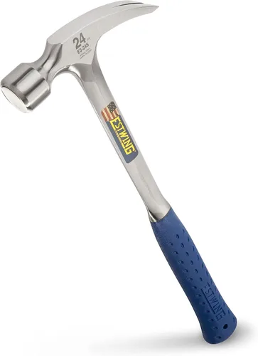 Miniatura 14 de ESTWING Martillo de Encofrado - 22 oz Mango Largo Garra Recta de Desgarre con Cara Lisa y Agarre de Reducción de Impactos - E3-22S