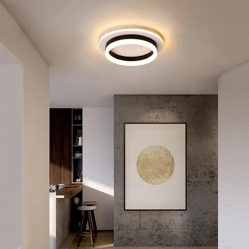 Miniatura 4 de Lámpara de techo LED redonda moderna de montaje empotrado, lámpara de techo LED de 24 W, luz de techo negra pequeña para pasillo, sala de comedor